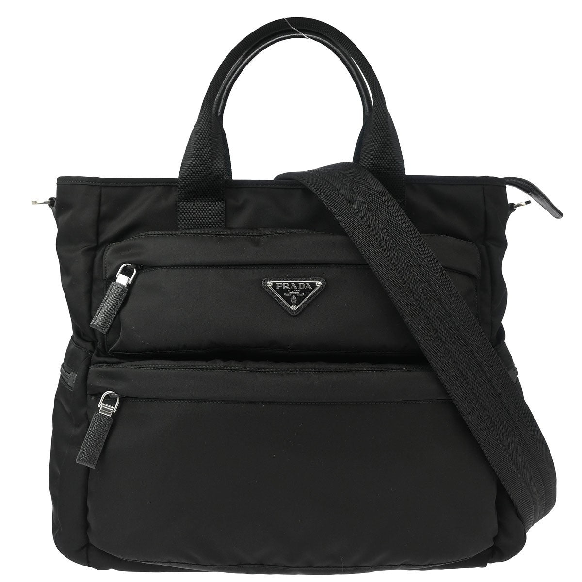 Prada Double Front Pocket Tote Quilted Tessuto