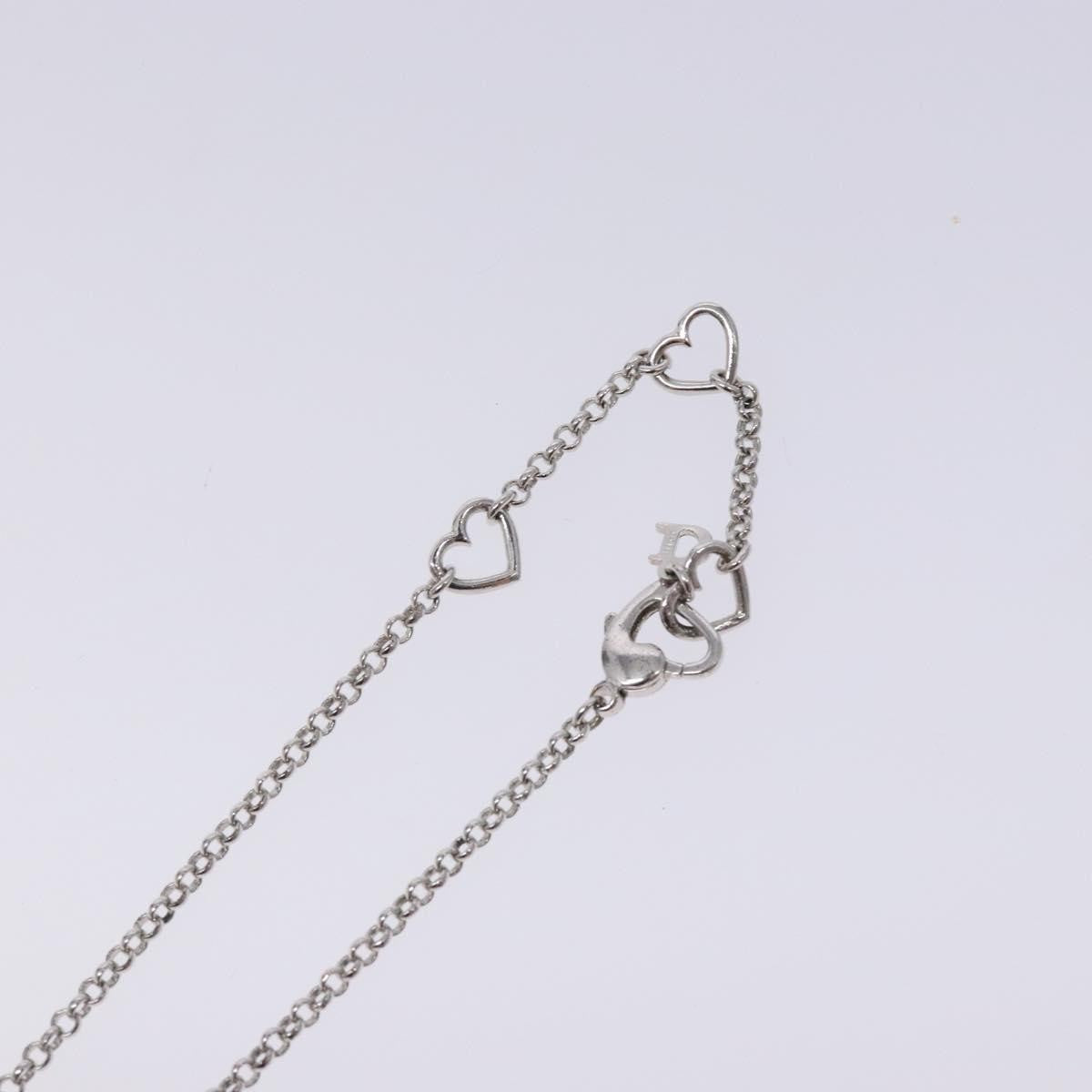 Christian Dior Vintage D Logo & Heart Charm Necklace Metal with Crystals