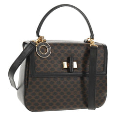 Celine Vintage Convertible Top Handle Bag Macadam Coated Canvas