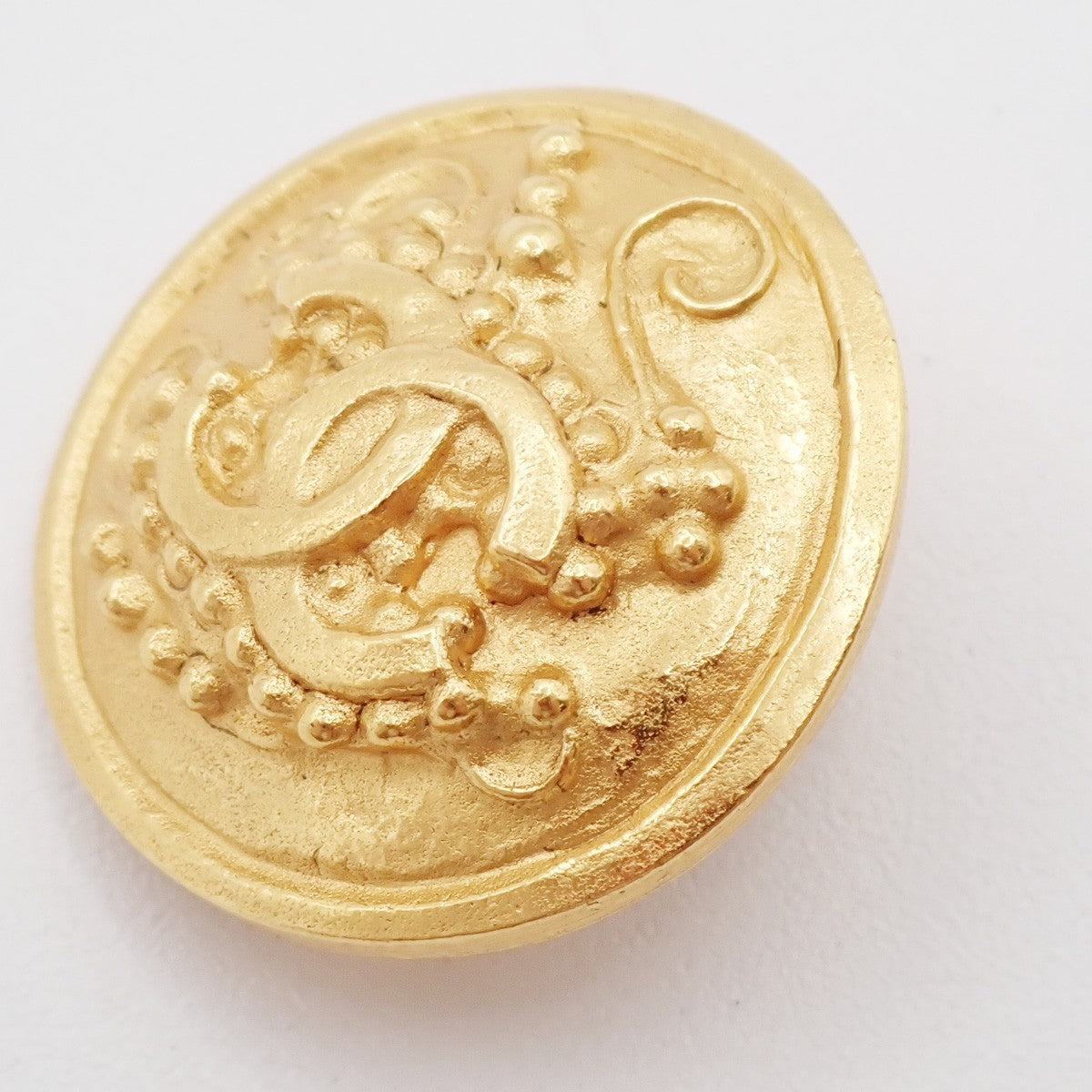 Chanel Vintage CC Round Button Clip-On Earrings Metal