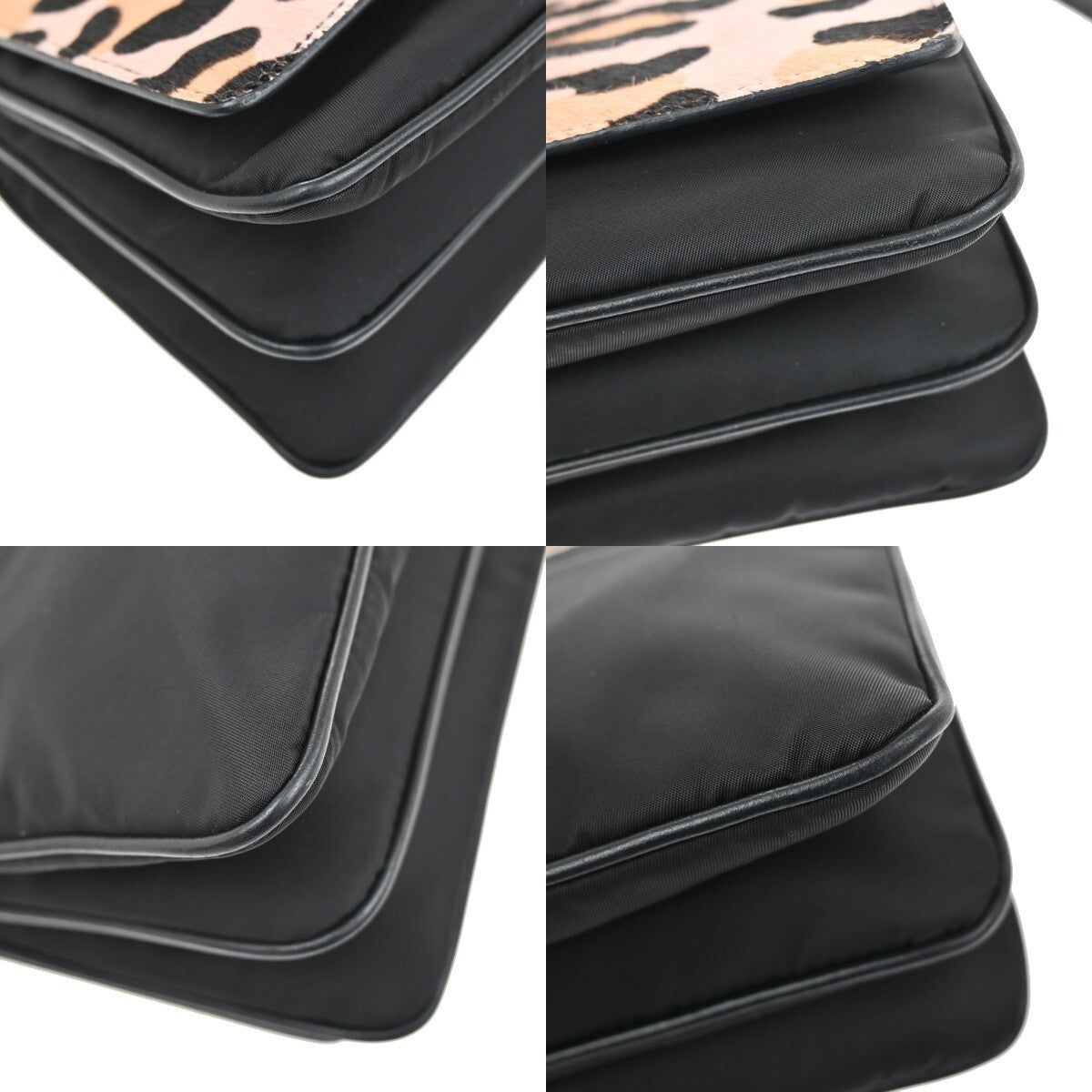 Prada Chain Flap Shoulder Bag Pony Hair and Nylon