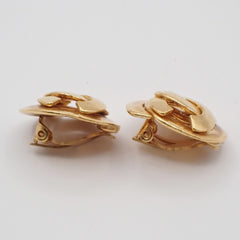 Chanel Vintage CC Round Button Clip-On Earrings Metal