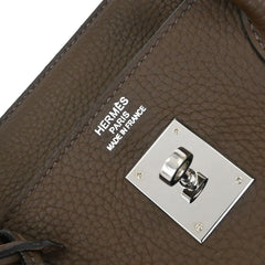 Hermes Birkin Handbag Grey Clemence with Palladium Hardware