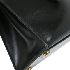 Hermes Kelly Handbag Black Box Calf with Gold Hardware