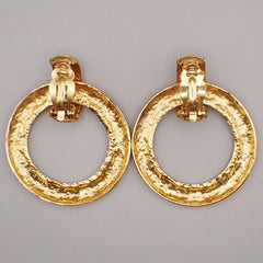 Chanel Vintage CC Round Drop Clip-On Earrings Metal
