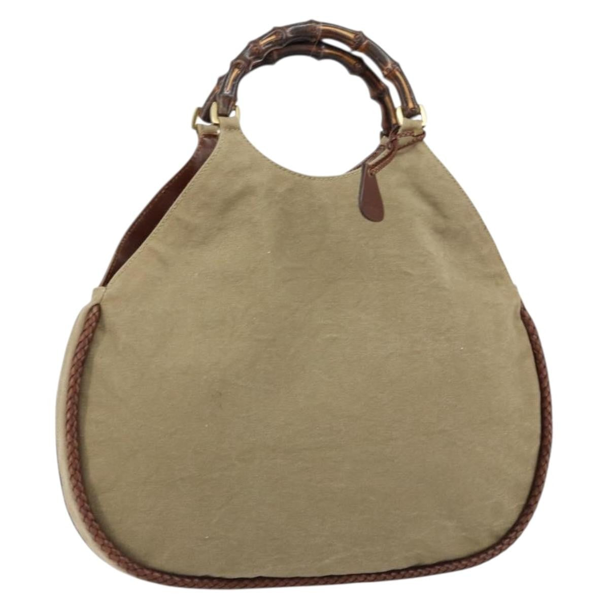 Gucci Vintage Bamboo Hobo Canvas