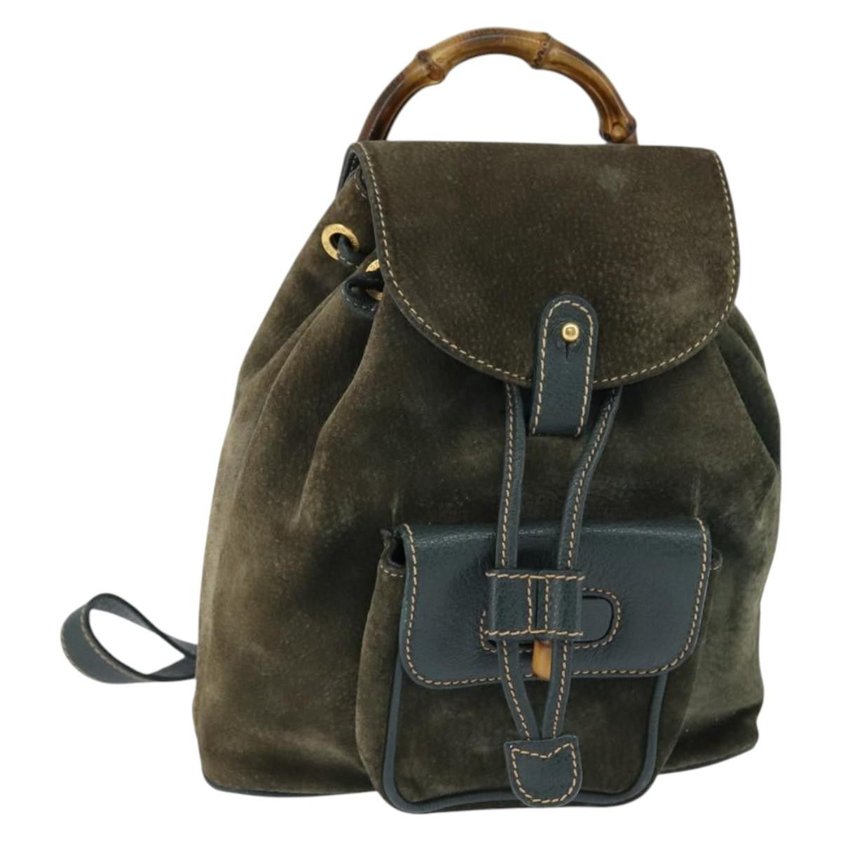 Gucci Vintage Bamboo Backpack Suede