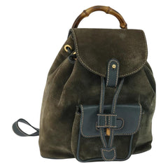 Gucci Vintage Bamboo Backpack Suede