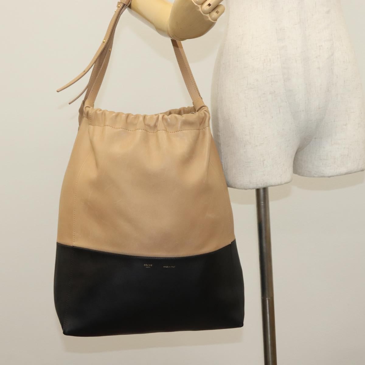 Celine Bicolor Drawstring Cabas Tote Leather