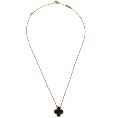 Van Cleef & Arpels Vintage Alhambra Pendant Necklace 18K Yellow Gold and Onyx