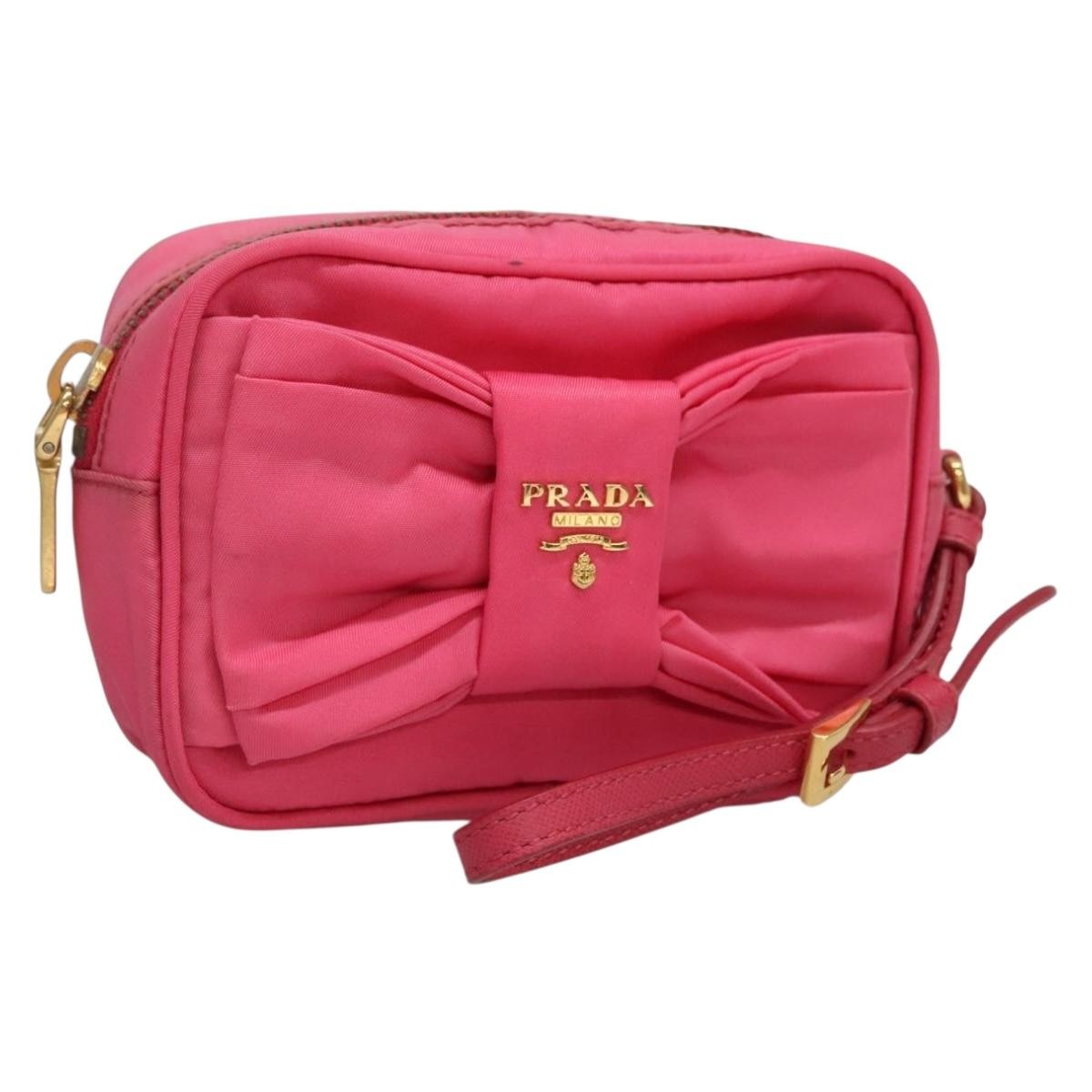 Prada Bow Camera Crossbody Bag Tessuto