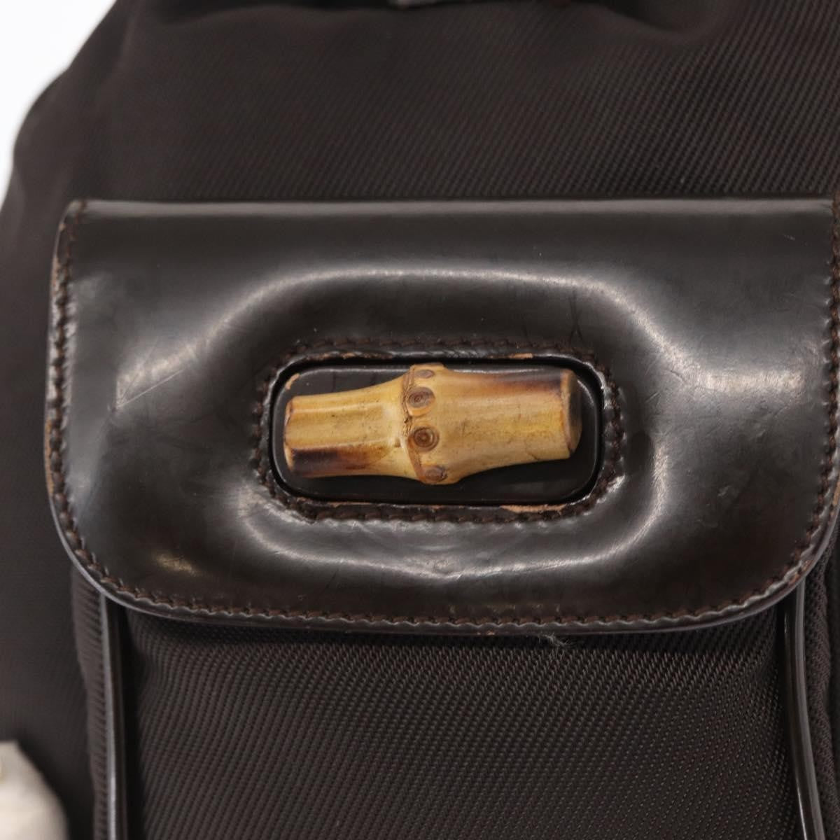 Gucci Vintage Bamboo Backpack Nylon and Patent Leather