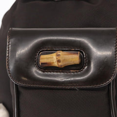 Gucci Vintage Bamboo Backpack Nylon and Patent Leather
