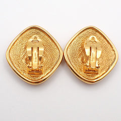 Chanel Vintage CC Diamond Shape Clips-On Earrings Gold-Plated