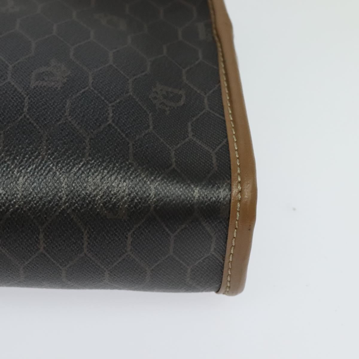 Christian Dior Vintage Honeycomb Zip Pouch Canvas and Leather