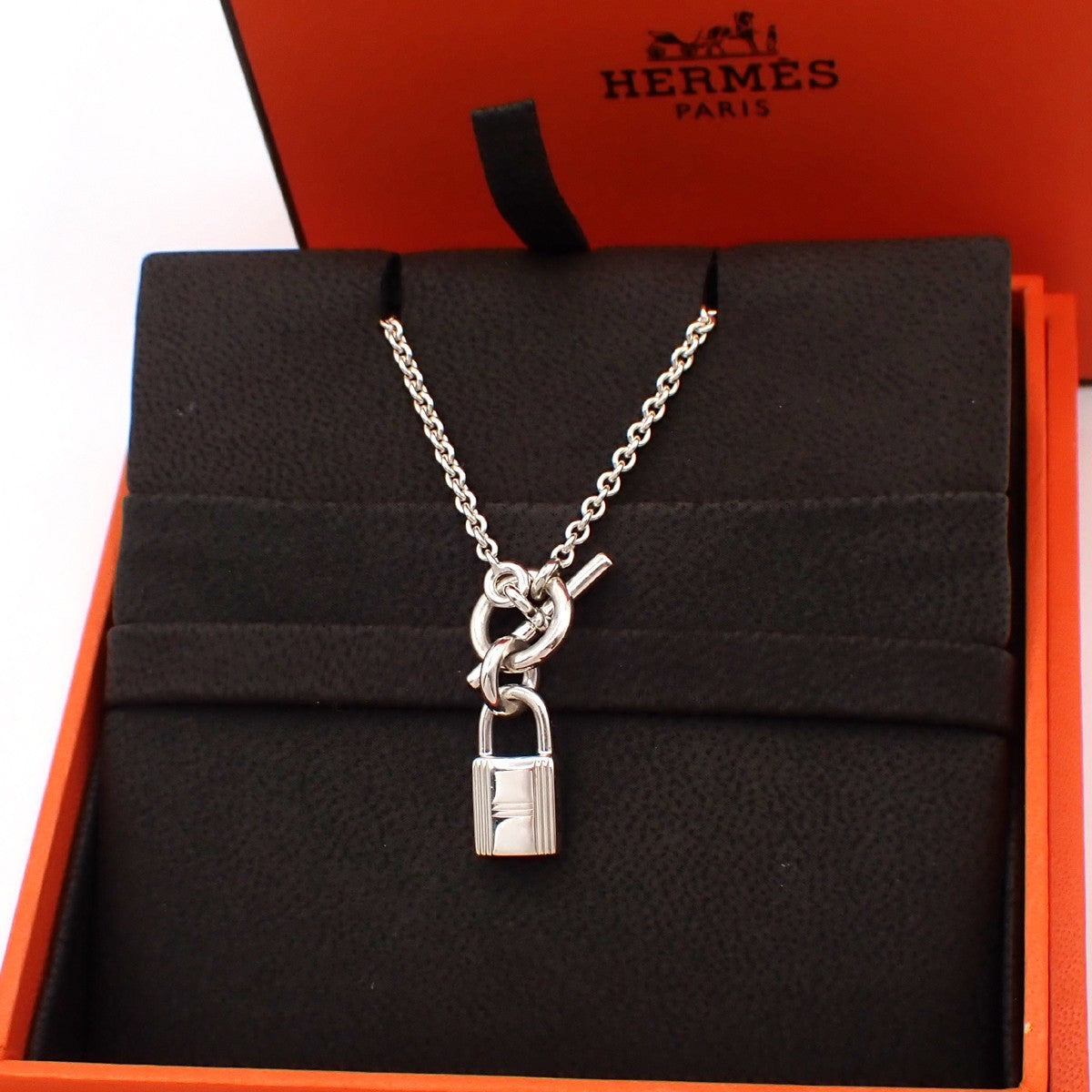 Hermes Cadenas Kelly Pendant Necklace Sterling Silver