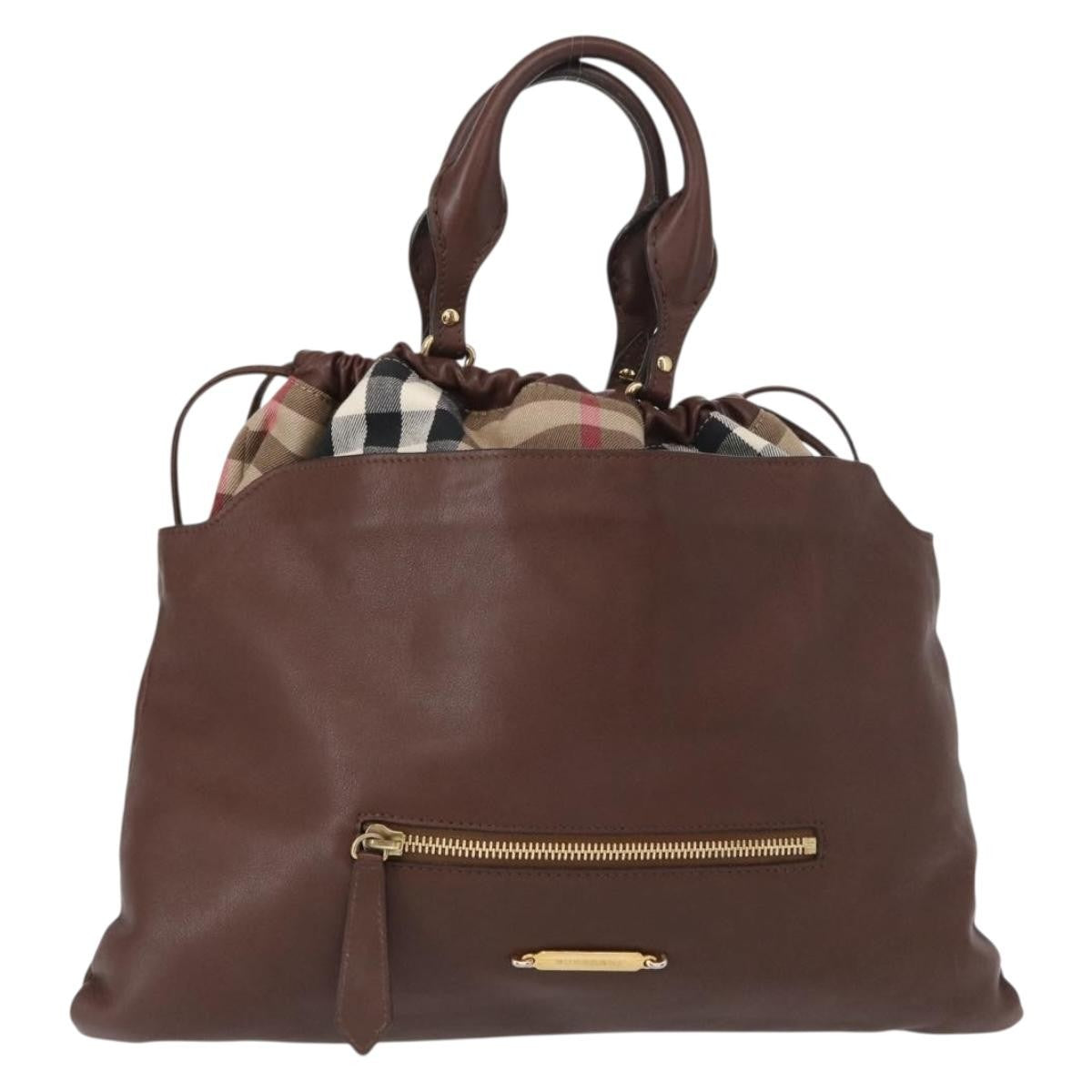 Burberry Big Crush Tote Leather and House Check Canvas