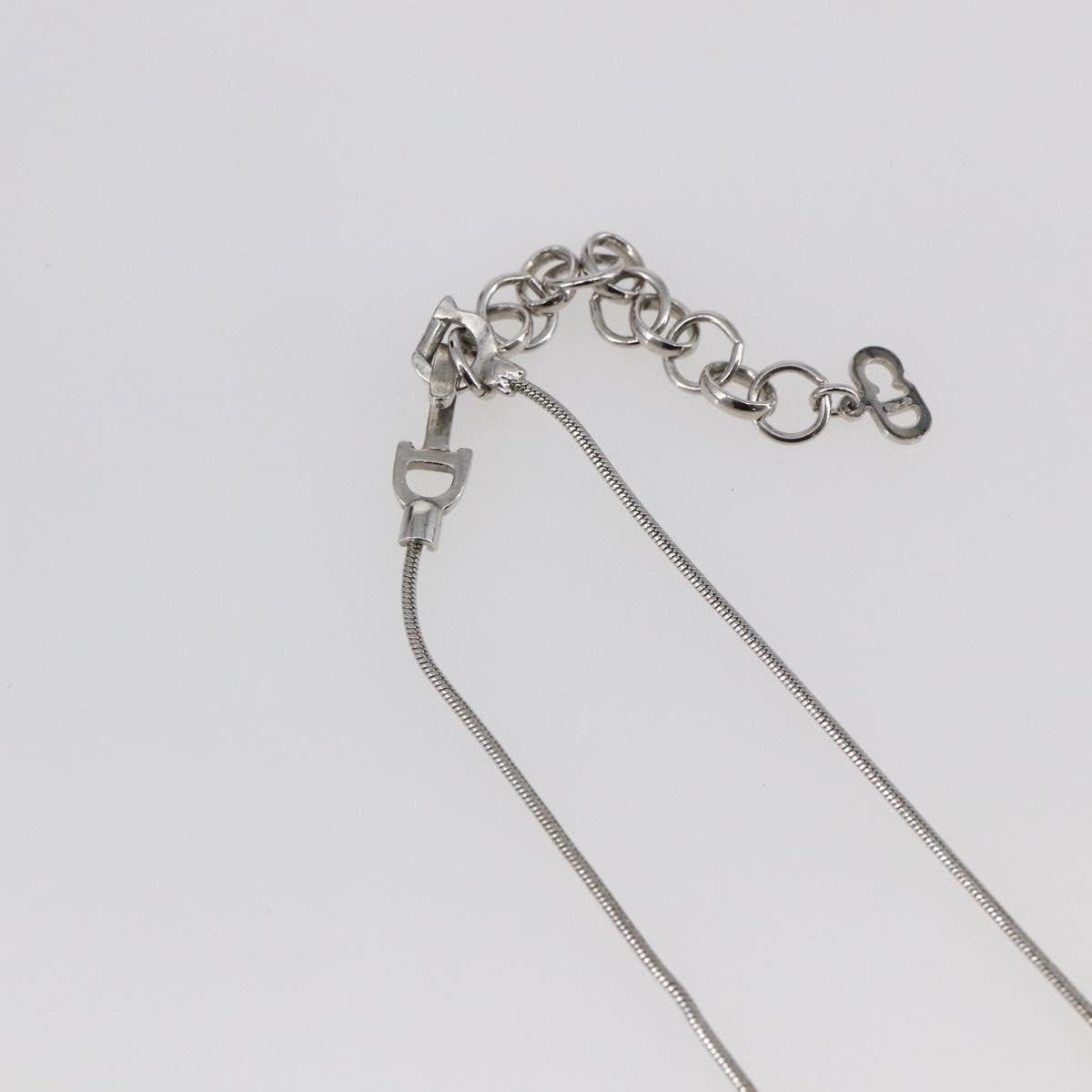 Christian Dior Bow CD Pendant Necklace Metal with Crystal