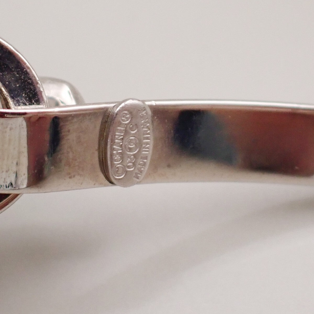 Chanel CC Logo Mirror Bangle Bracelet Metal and Plastic