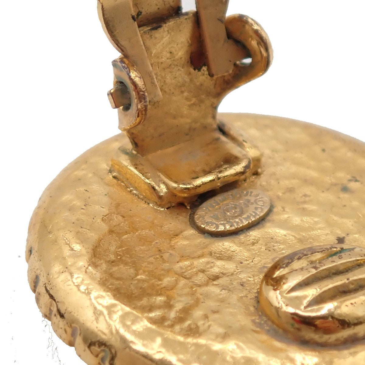 Chanel Vintage CC Round Clip-On Earrings Metal