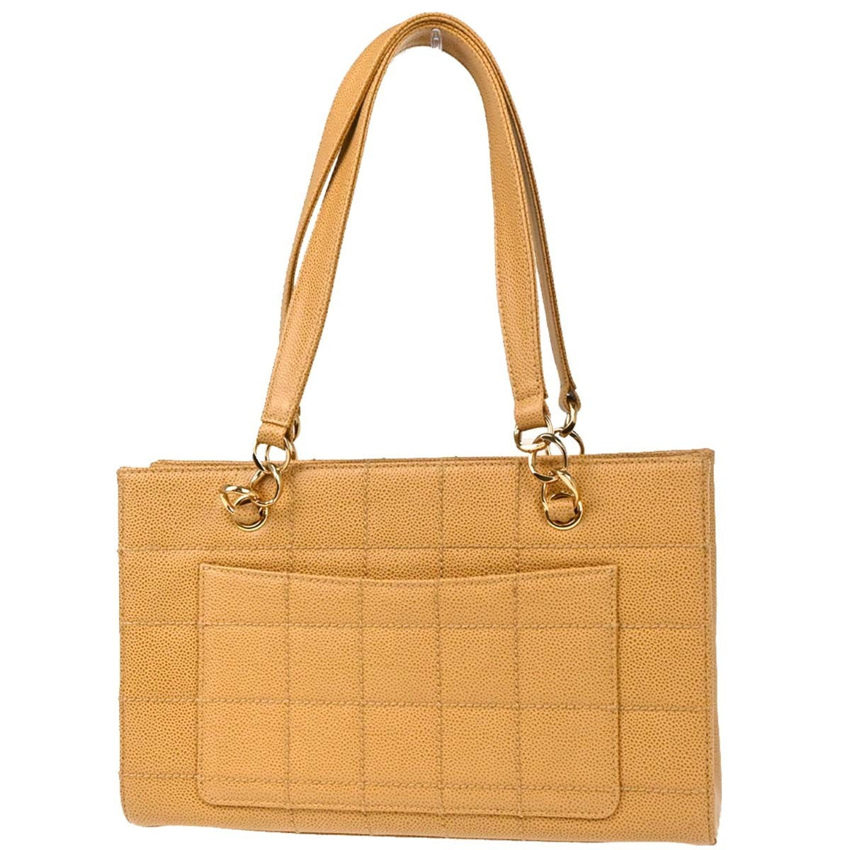 Chanel Vintage Chocolate Bar Open Tote Quilted Caviar