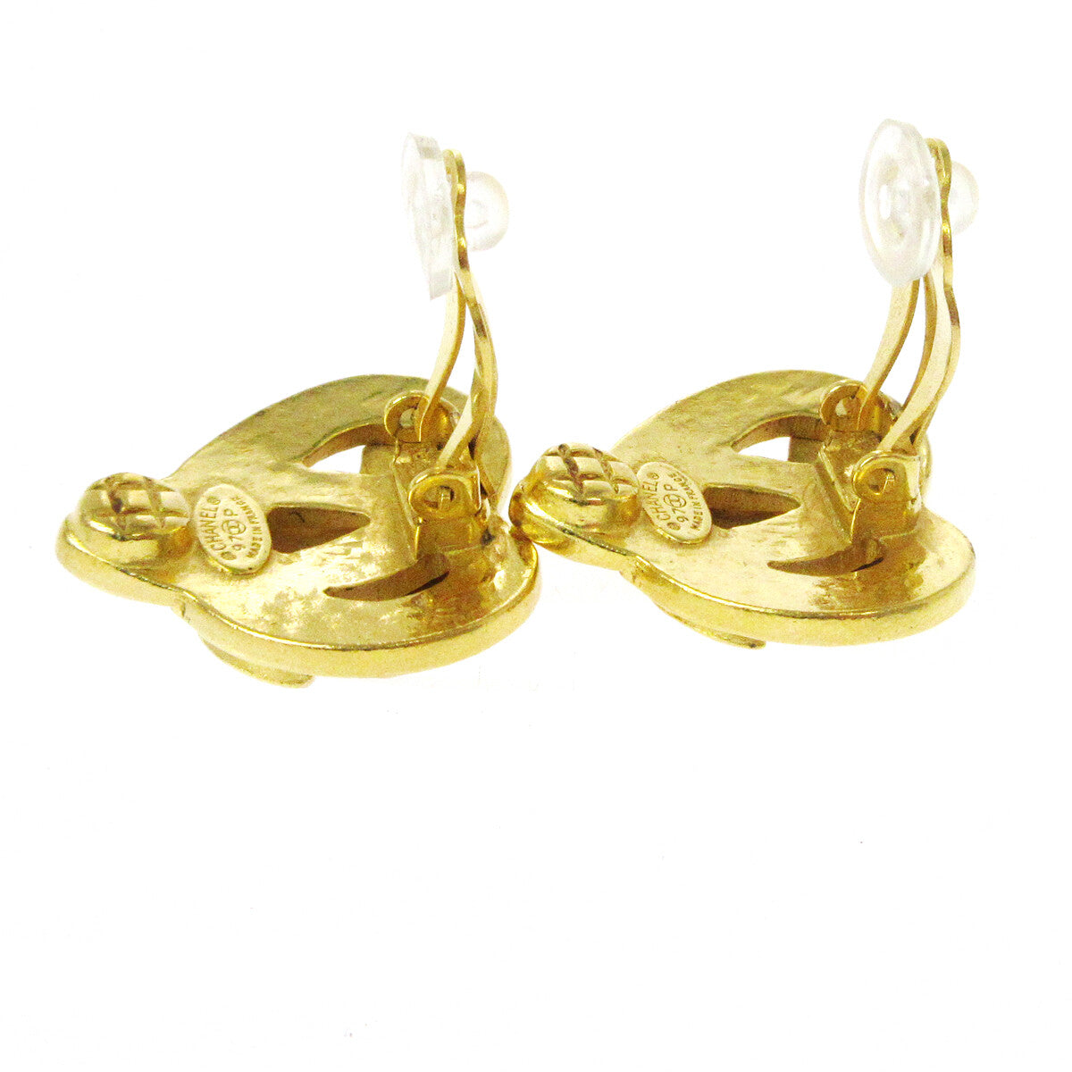 Chanel Vintage CC Heart Clip-On Earrings Metal