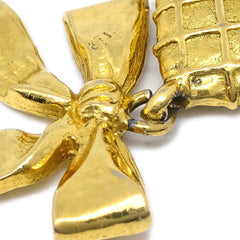 Chanel Vintage Clip On Bow Earrings Metal