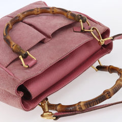 Gucci Vintage Bamboo Handle Bag Suede