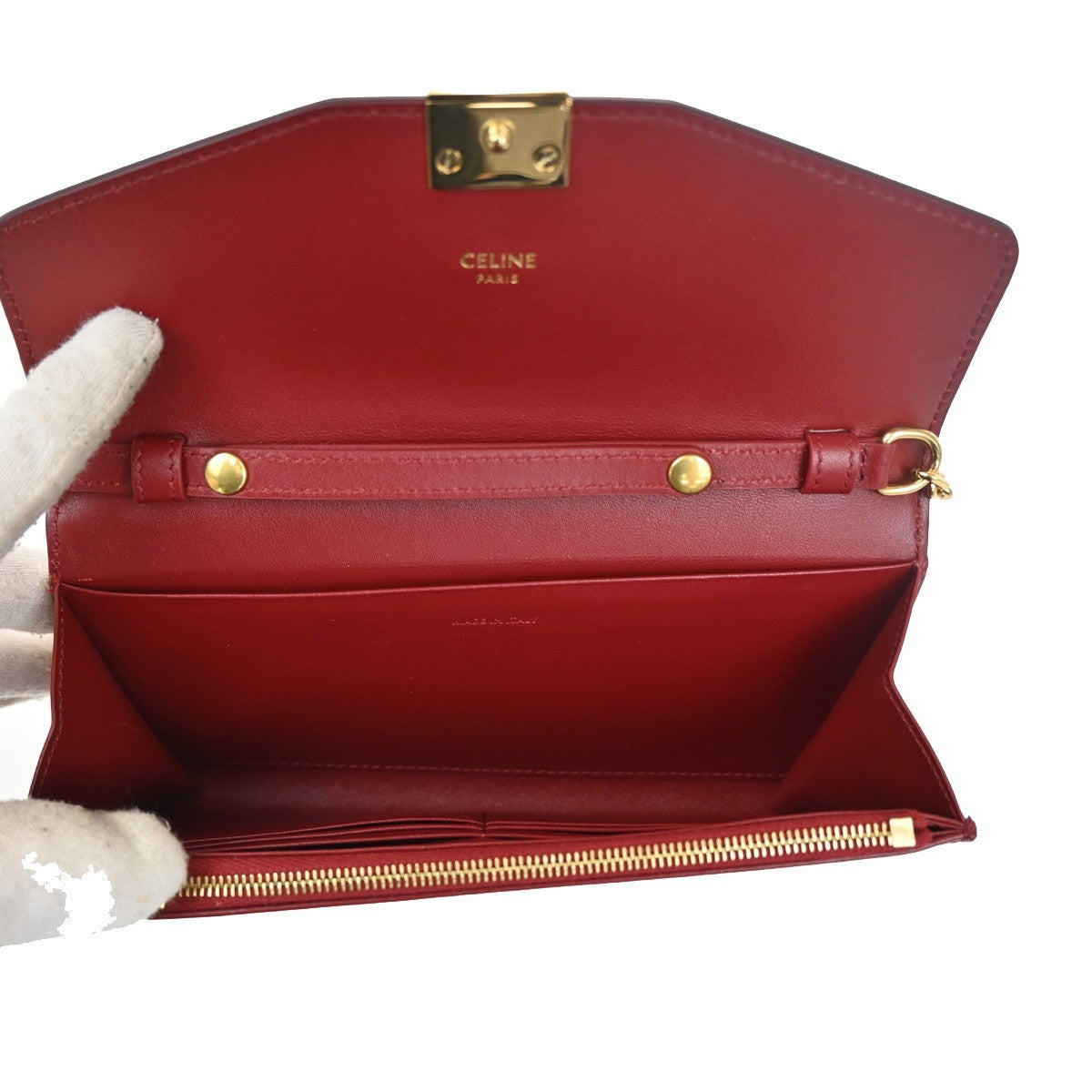 Celine C Wallet on Chain Leather