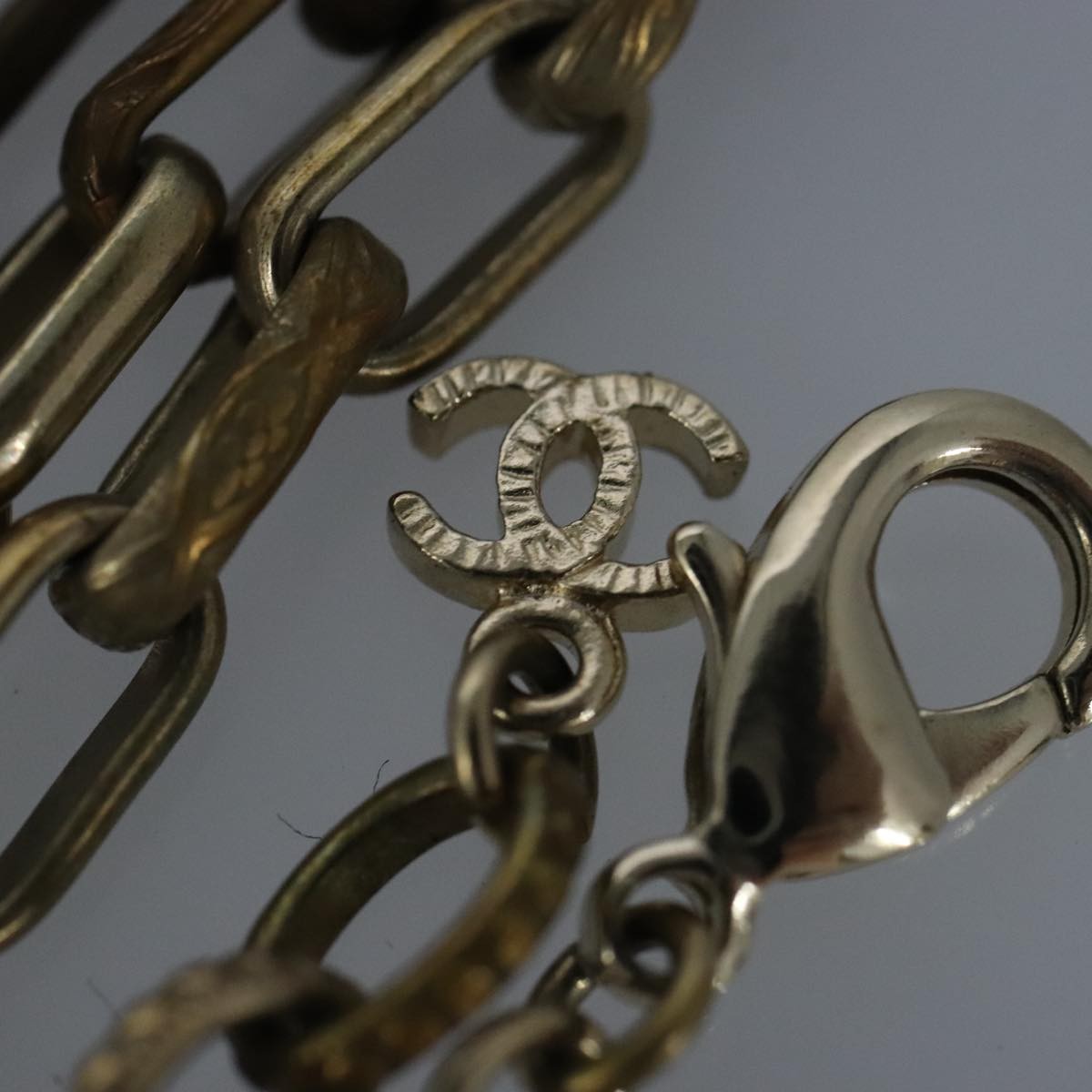 Chanel Vintage Double Strand CC Pendant Necklace Metal with Crystals