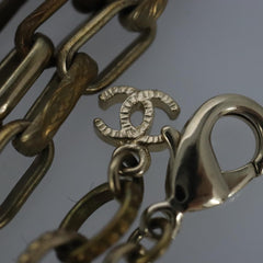 Chanel Vintage Double Strand CC Pendant Necklace Metal with Crystals