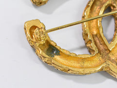 Chanel CC Brooch Textured Metal