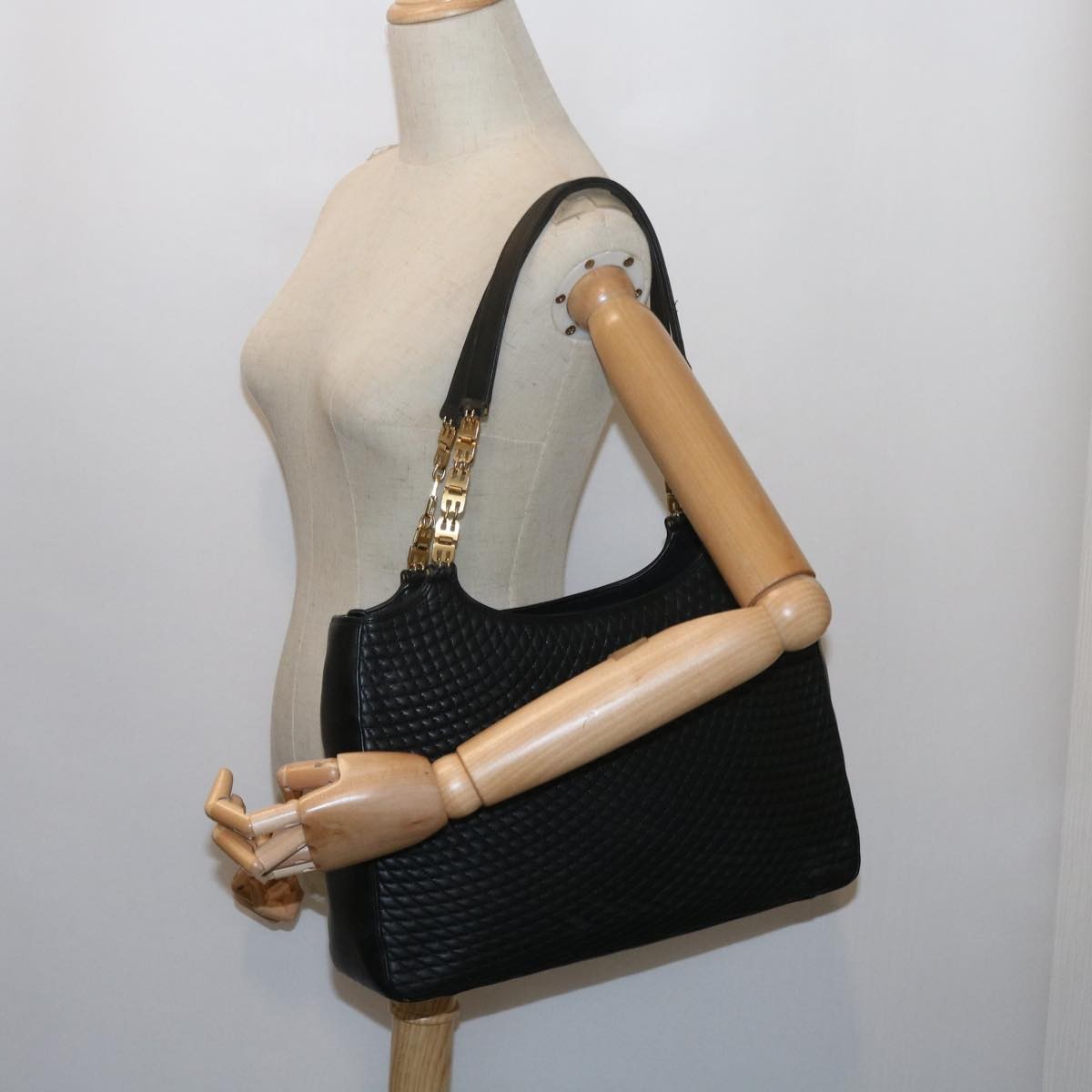 Bally Vintage Chain Shoulder Bag Quilted Leather