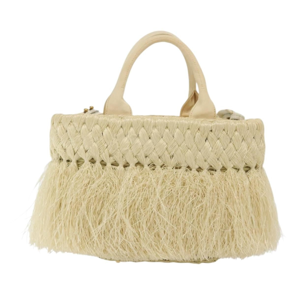 Prada Fringe Wicker Tote Woven Straw