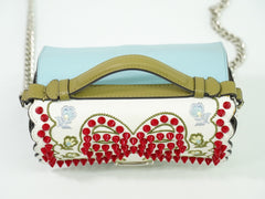 Fendi Double Baguette Embroidered Studded Leather