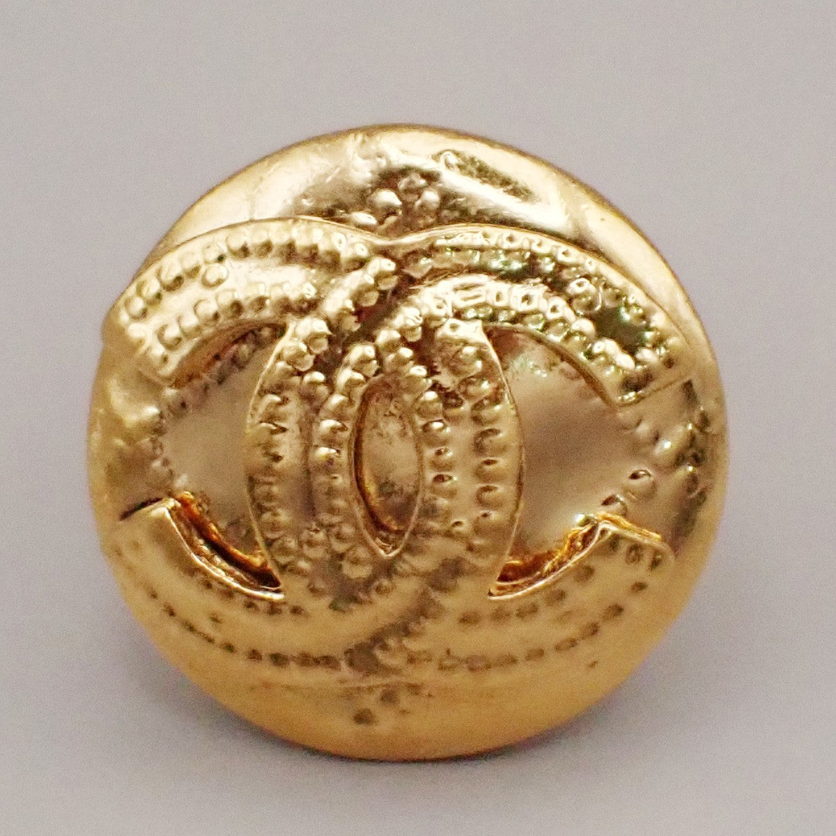 Chanel Vintage CC Logo Round Clip on Earrings Textured Metal