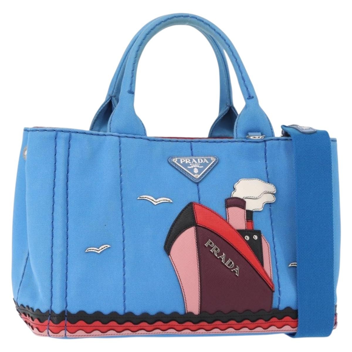 Prada Canapa Convertible Tote Canvas with Applique