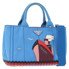 Prada Canapa Convertible Tote Canvas with Applique