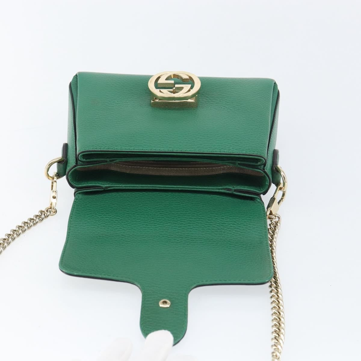 Gucci Interlocking Chain Crossbody Bag Leather