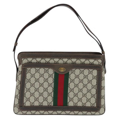 Gucci Ophidia Zip Shoulder Bag GG Coated Canvas