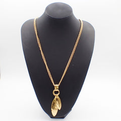 Chanel Feather CC Pendant Necklace Metal with Faux Pearl and Crystal