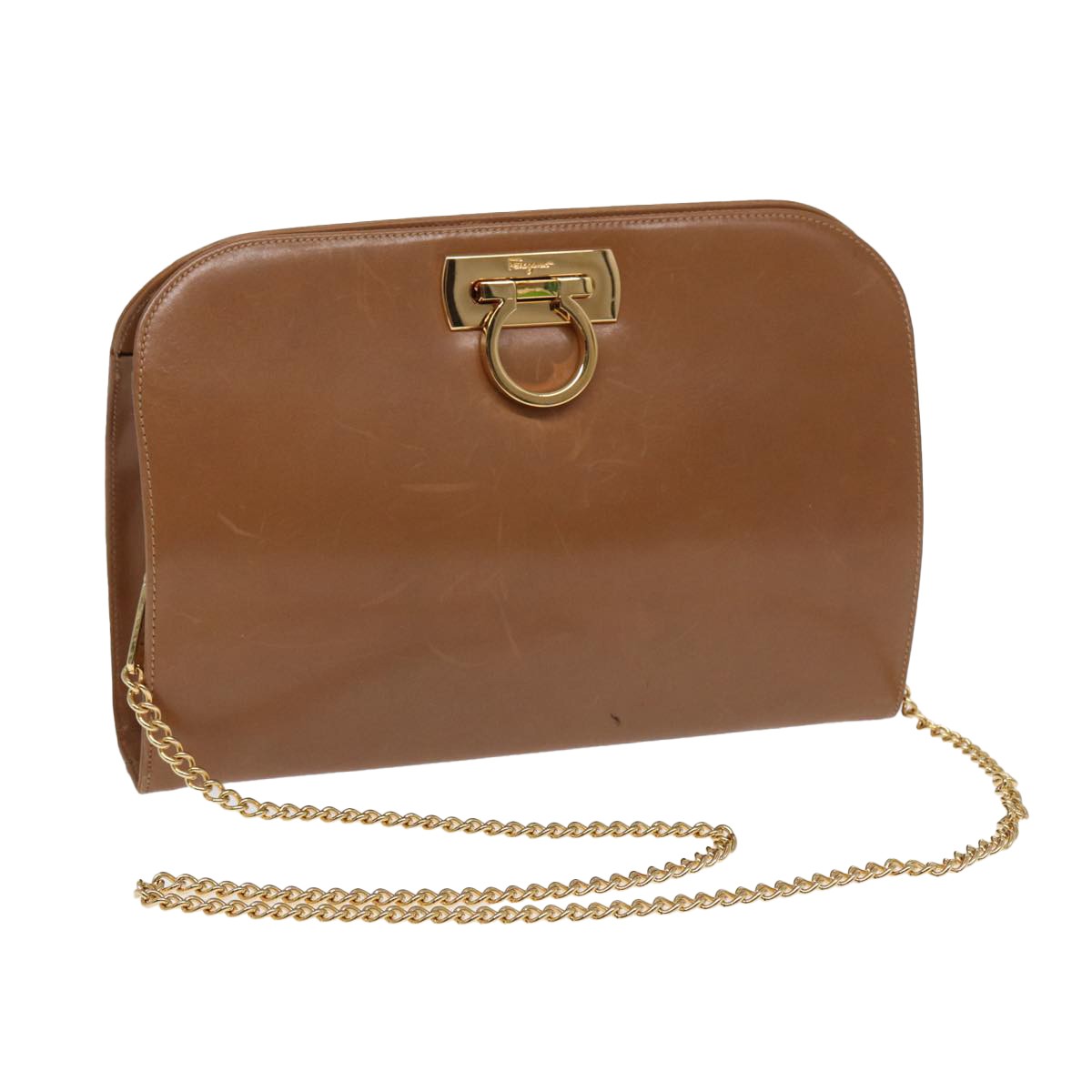 Salvatore Ferragamo Vintage Gancini Chain Shoulder Bag Leather