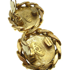 Chanel CC Button Clip-On Earrings Metal with Faux Pearl