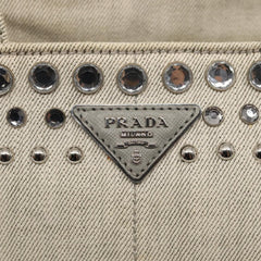 Prada Canapa Tote Rhinestone Embellished Canvas