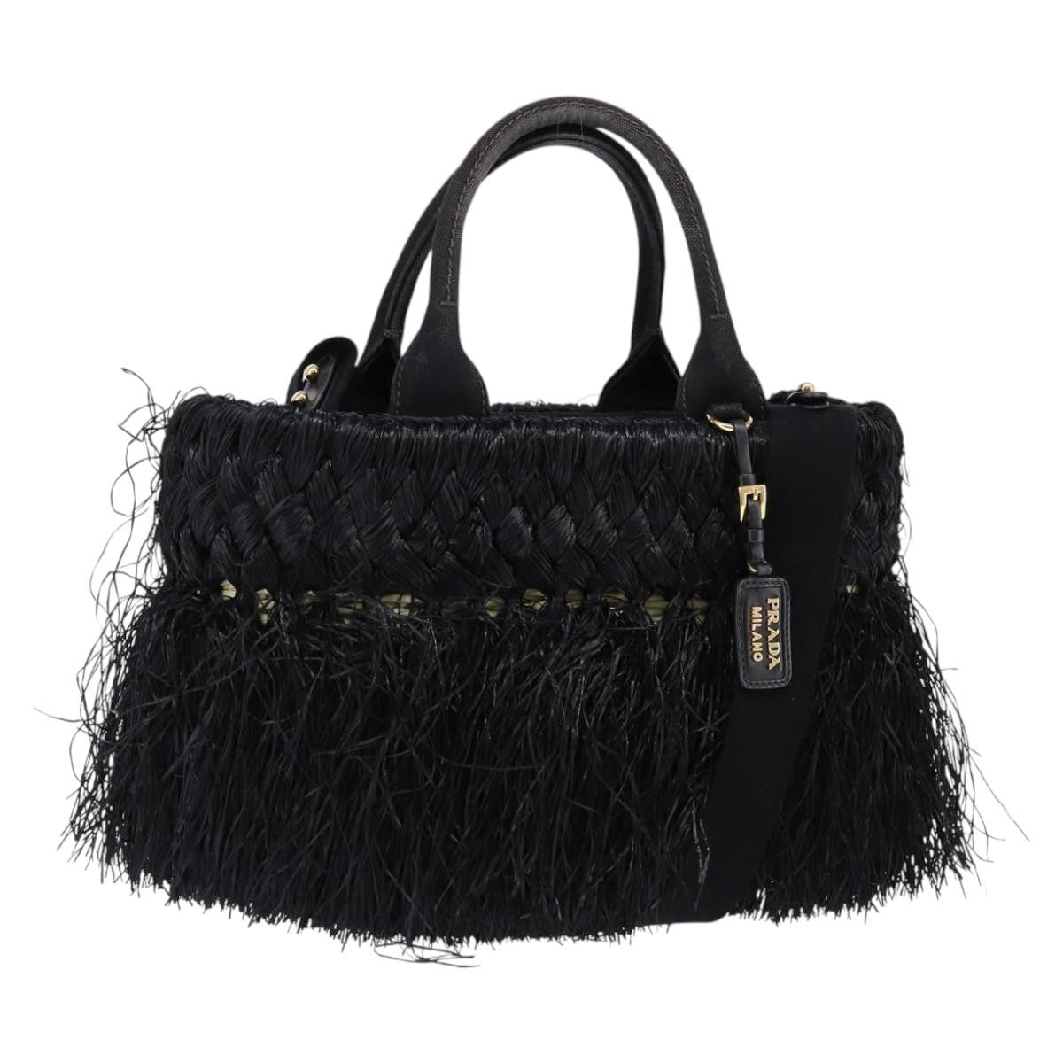 Prada Fringe Wicker Tote Woven Straw