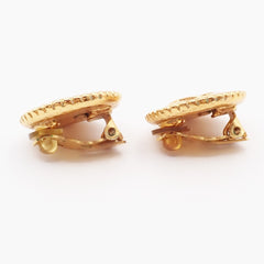 Chanel Vintage CC Round Clip-On Earrings Metal