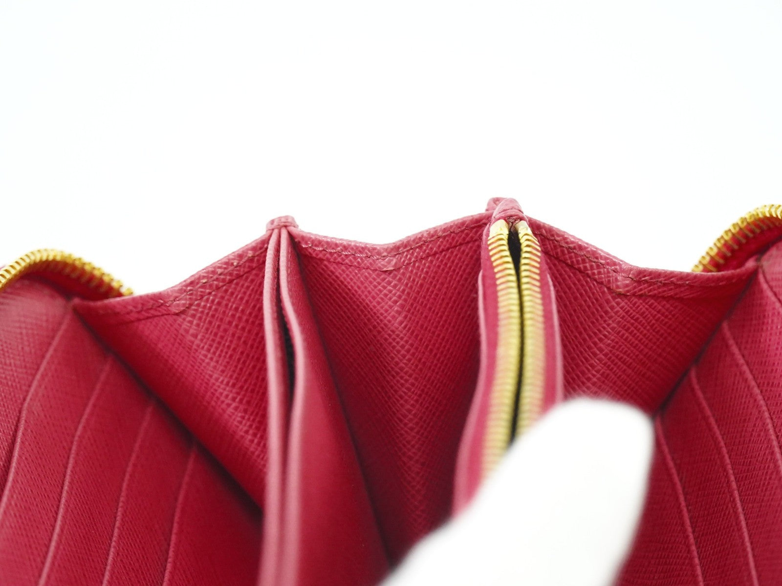 Prada Bow Zip Around Wallet Saffiano Leather