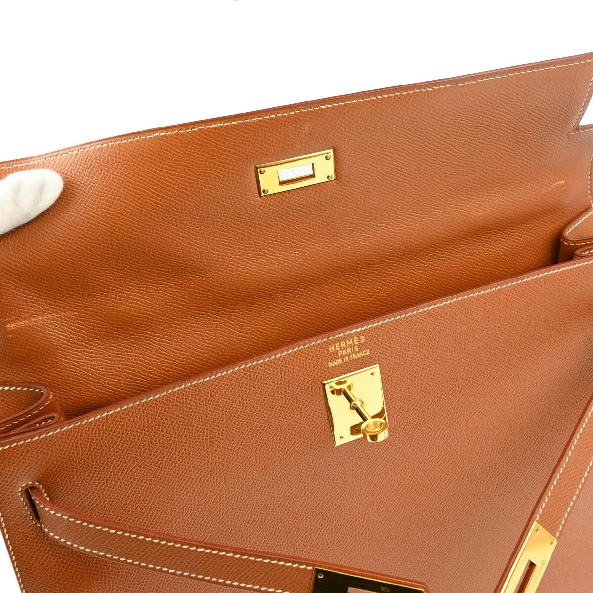 Hermes Kelly Handbag Brown Courchevel with Gold Hardware