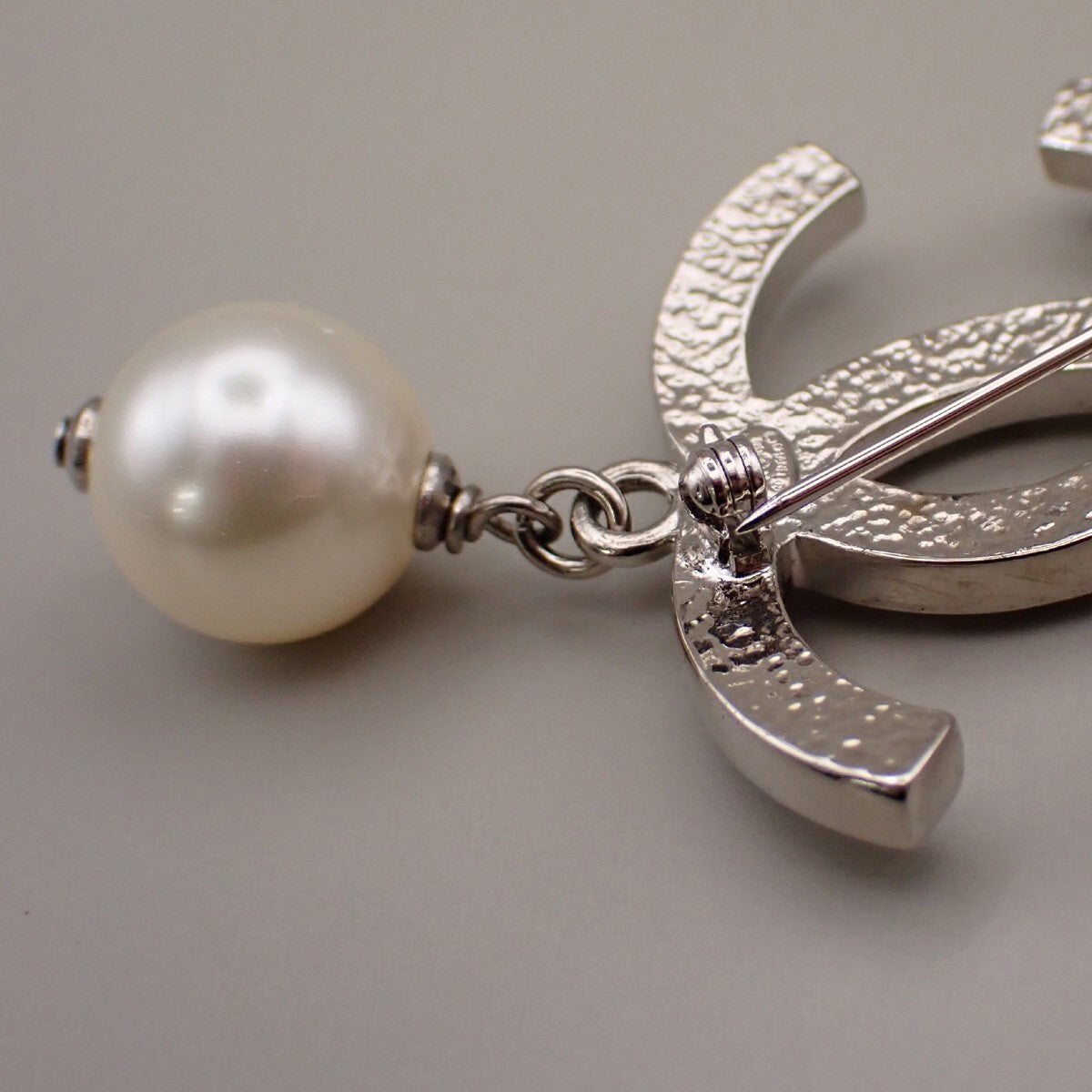 Chanel CC Drop Brooch Metal and Faux Pearls