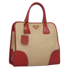 Prada Convertible Tote Canvas and Saffiano Leather
